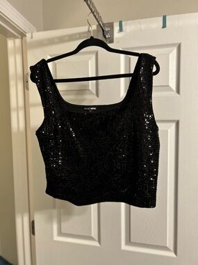 Fashion Nova Black Sequin Crop Tank